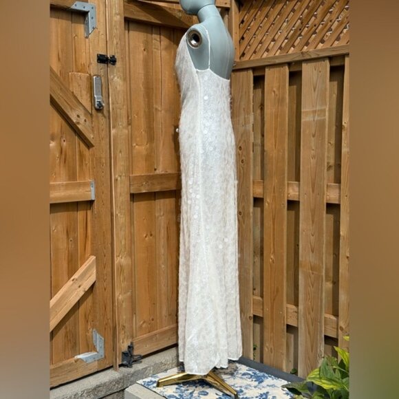 🆕 RAT & BOA 🧿 NWOT Evangeline Ivory Glistening Paillettes & Sequins Dress Sz L - Picture 6 of 16